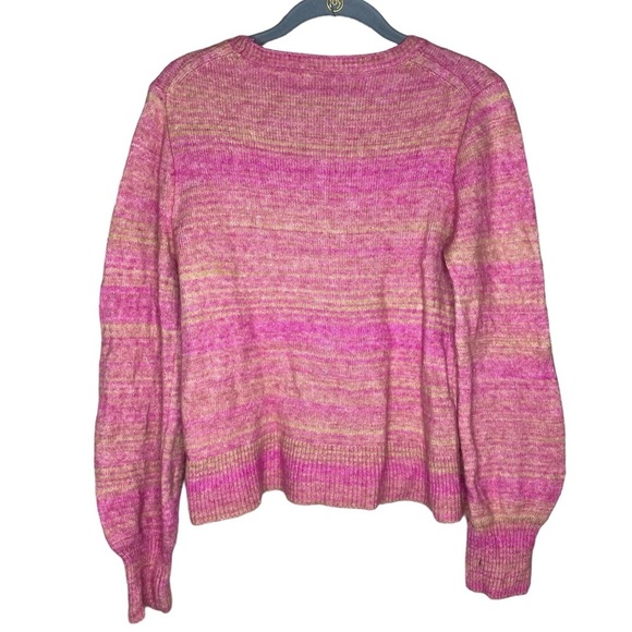 J. Crew Italian Space-Dyed Puff Sleeve Sweater Dahlia Sand merino wool cashmere - Picture 4 of 10